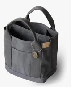 トートバッグ グレー キャンバス 仕切り付き 色落ちあり 中古