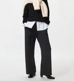 ユニクロ ウォームフリースストレートパンツ ブラック