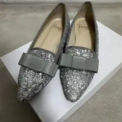 R&E パンプス　キラキラ　リボン　ローパンプス　Rezoy