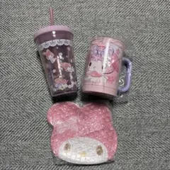 マイメロディ 食器3点セット (プレート、タンブラー、フタ付ステンレスマグ)