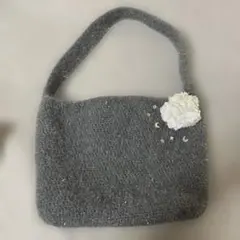 トートバッグ　かぎ編み　かぎ針編み　ハンドメイド　キラキラ　シルバー