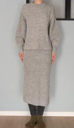 PLST　プラステ　セットアップ　ニット　グレー