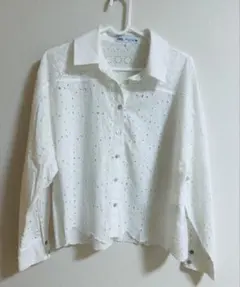 ZARA エンブロイダリー シャツ 長袖 ホワイト