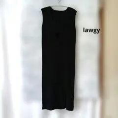 lawgyラウジーVネックブラックノースリーブ リブニットワンピース