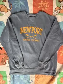 newport カレッジロゴ 三段プリント ビンテージスエット