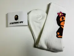 A BATHING APE ソックス ホワイト フラワー