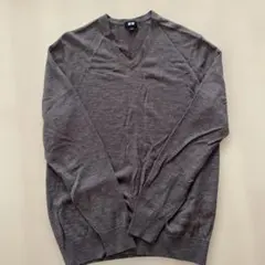 UNIQLO エクストラファインメリノVネック セーター ブラウン L