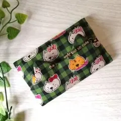 猫耳付きティッシュケース ブサかわ猫柄グリーン