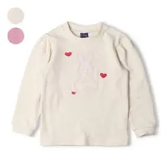 crescent ハートモチーフ入りうさぎアップリケ裏毛トレーナー
