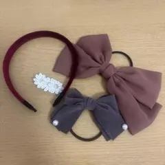 リボンヘアゴムとヘアカチューシャセット