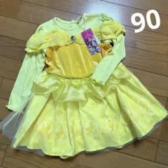 新品 90 ディズニー なりきり プリンセス ベル 長袖 ワンピース ドレス 女