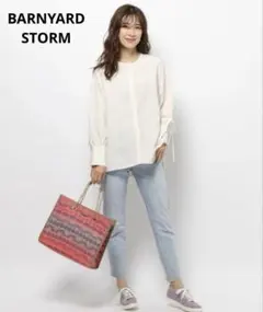 BARNYARDSTORM 佐田真由美着モデル リネン混 袖レース ブラウスのサムネイル