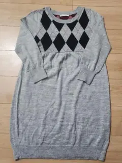 ローリーズファーム★ アーガイル柄 膝丈ニットワンピース