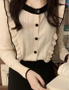 配色フリルカーディガン(ac1966)