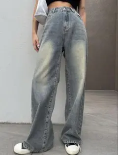 SHEIN DAZY ハイウエスト ワイドレッグジーンズ