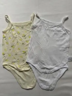 イオン　レモン柄と無地のベビー肌着2枚セット