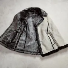 Y2K フェイクファー ジャケット コート ベージュ×グレー 平成ギャル 古着