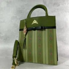 極美品　しまむら×ちはる アナ雪 2way　ショルダーバッグ　オリーブグリーン