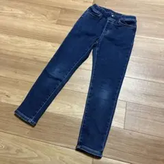 デニムパンツ微裏起毛ズボン120cm横ストレッチ素材GUスリムフィット冬服