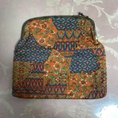 和装バッグ　折りたたみがま口ポーチ レトロ