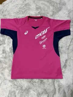 【アシックス 】バレーボール 練習着 プラクティスシャツ ピンク×ネイビー L