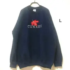 GILDAN ギルダン スウェット CANADA 刺繍 ネイビー 裏起毛 L