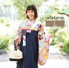 美品【着物＆袴セット】utatane 卒業式 袴 二尺袖着物 袴 卒業式 L