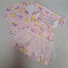 プリンセス柄 ワンピース水着&ラッシュガード ピンク