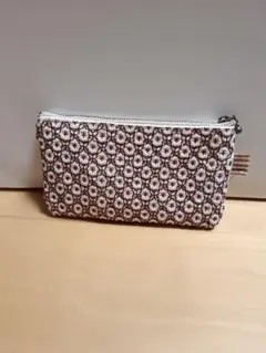 柿渋染酒袋刺し子ポーチ(ハンドメイド）