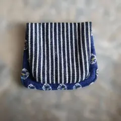 ハンドメイド ストライプ 花柄 ミニ財布 コンパクト財布