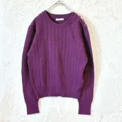 テチチ／ニット セーター 長袖 トップス F ケーブル編み 飾りボタン 毛混