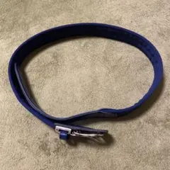 ブルー 合成皮革 ベルト 金属バックル
