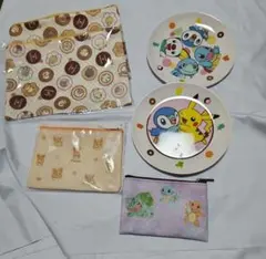 ポケモン　一番くじ　G賞　ポーチ　パモとミスドポーチ　メラミン皿小銭入れ