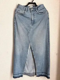 ZARA デニムロングスカート スリット入りライトブルー