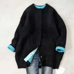 未使用★ELENDEEK ラクーンミックスカーディガン ブラック エレンディーク