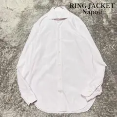 リングジャケット ナポリ ストライプ ホリゾンタルカラーシャツ M相当 美品