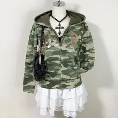 【レア】 y2k GAP 薄手 パーカー スパンコール 迷彩 平成ギャル