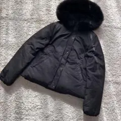 人気♪グリーンレーベルリラクシング ショートダウンコートM 黒 ファー　訳あり
