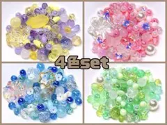 【D16】アクセサリービーズ アソート ガラス アクリル 4袋セット400個以上