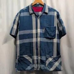 【size:4/XL】ブルーブルー インディゴ染め チェック柄 ワークシャツのサムネイル