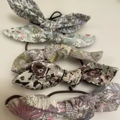 ハンドメイドリバティ花柄ヘアゴム　セット　まとめ売り　ユーズド中古