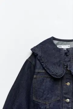 ZARA フリル襟デニムジャケット　ピーターパンカラーデニムジャケット