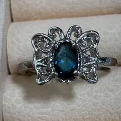 ✨️ロンドンブルートパーズ・真鍮シルバーリング✨️フリーサイズ