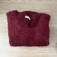 earth music & ecology バーガンディ 長袖シャギーニット