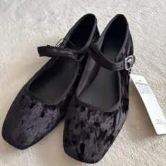 新品 GU メリージェーンシューズ ブラック Sサイズ ベロア