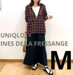 【新品・タグ付】ユニクロ　コットンシアーチェックシャツ　イネス　ブラウン　M