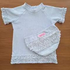 ラッフルバッツ　シアサッカー　ストライプ フリル付き ラッシュガード 120cm