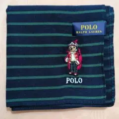 ポロラルフローレン　ハンカチ　ポロベア　ボーダー(グリーン)