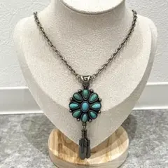 ターコイズ シルバーネックレス フラワーデザイン