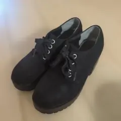 黒 スエード レースアップシューズ Sサイズ